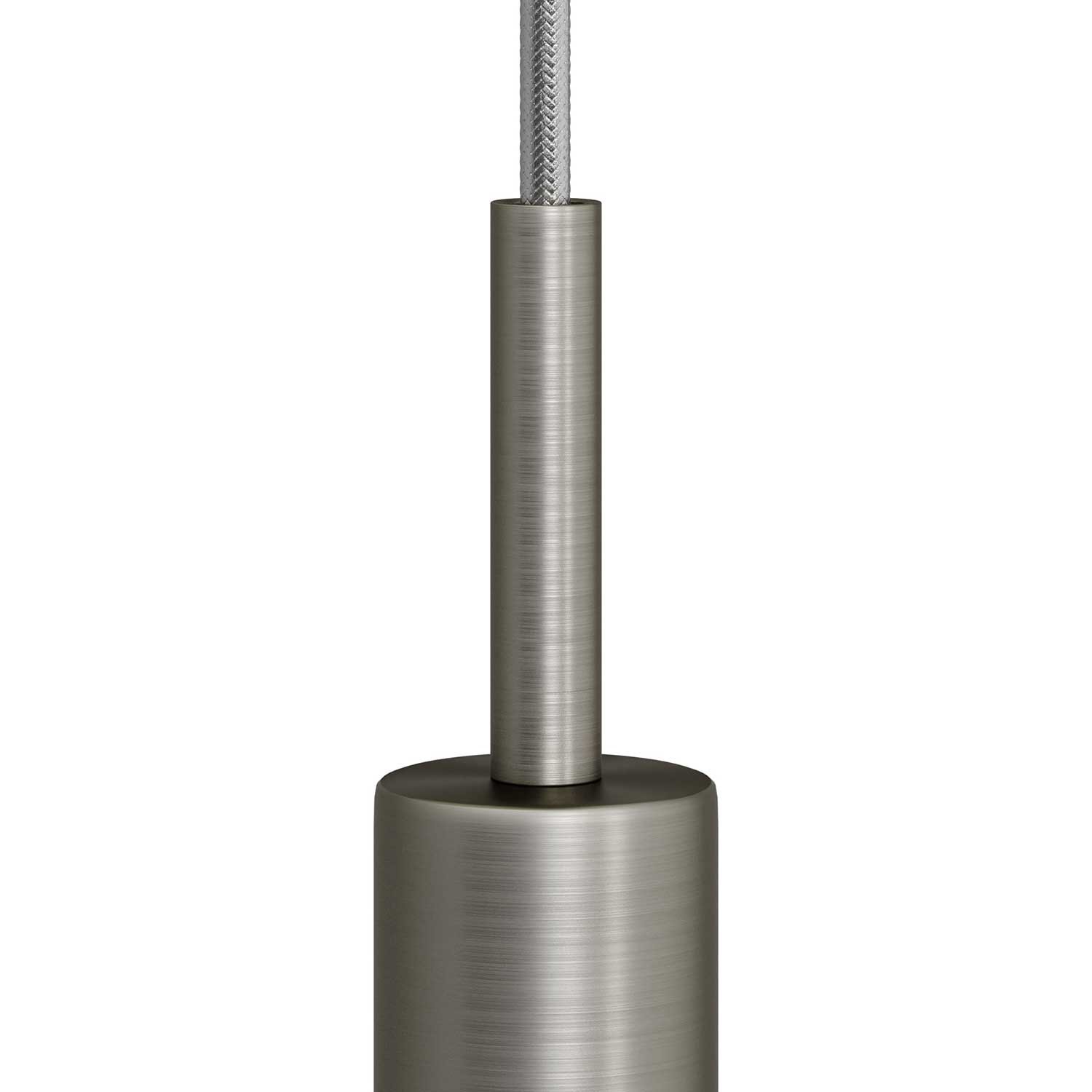 Runde Zugentlastung aus Metall, 7 cm lang, komplett mit Gewinderohr, Mutter und Unterlegscheibe