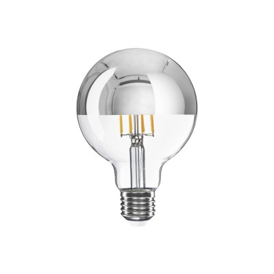 LED-Glühbirne Silber Kopfsiegel Globe G95 7W 650Lm E27 2700K dimmbar - A04