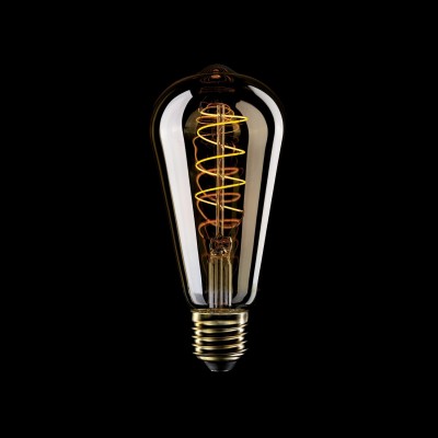 LED Glühbirne Golden Carbon Line Spiral-Filament Edison ST64 4W 250Lm E27 1800K Dimmbar - C04