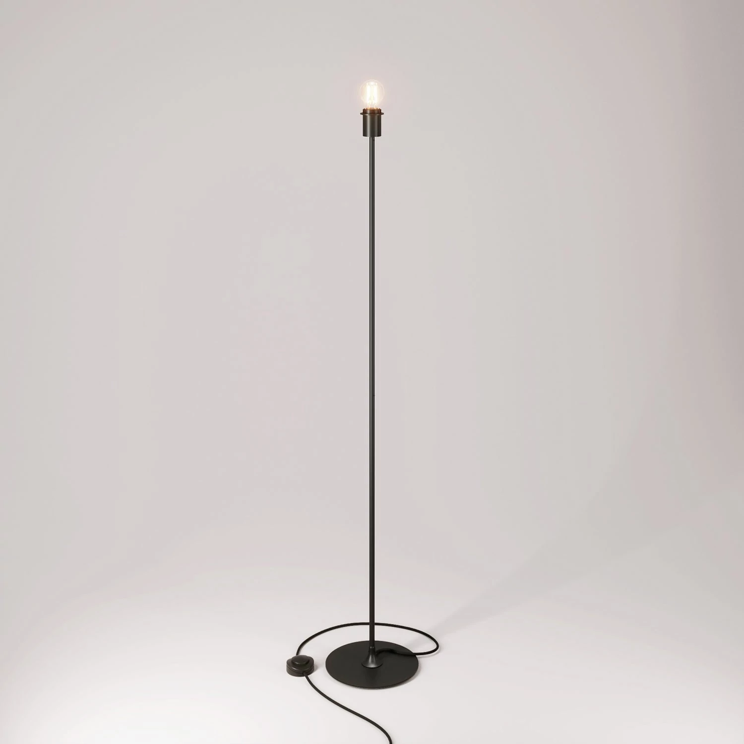 Lampada da terra MAG-Y con base metallica tonda con predisposizione per paralume - Schwarz