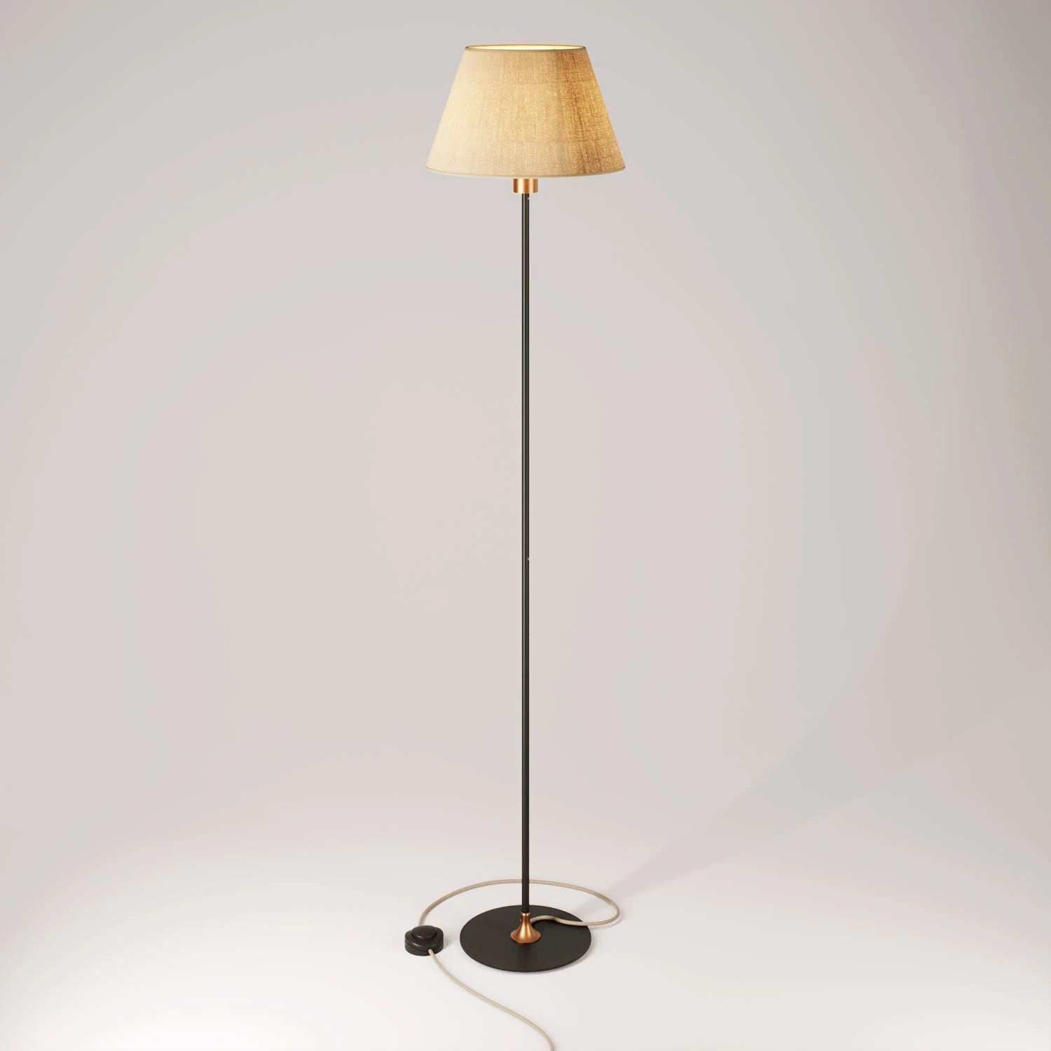 MAG-Y Stehleuchte mit rundem Metallsockel und Schirm Impero M - Bronze satiniert
