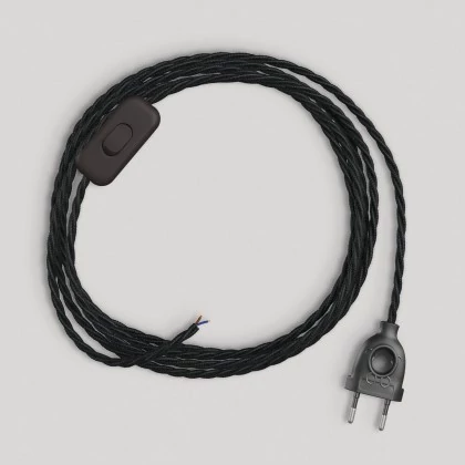 Verkabelung für Lampe mit schwarzem geflochtenem Kabel 1,80 m - Schwarz