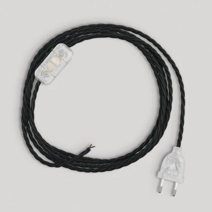 Verkabelung für Lampe mit schwarzem geflochtenem Kabel 1,80 m - Transparent