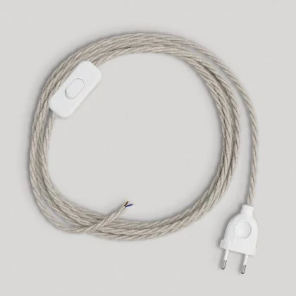 Verkabelung für Lampe mit weißem geflochtenem Kabel 1,80 m - Weiß