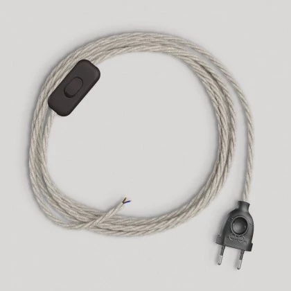 Verkabelung für Lampe mit weißem geflochtenem Kabel 1,80 m - Schwarz