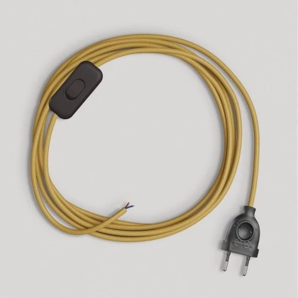 Verkabelung für Lampe mit hellem senffarbenem Kabel 1,80 m - Schwarz