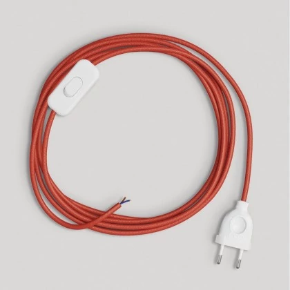 Verkabelung für Lampe mit leuchtend rotem Kabel 1,80 m - Weiß