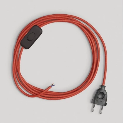Verkabelung für Lampe mit leuchtend rotem Kabel 1,80 m - Schwarz
