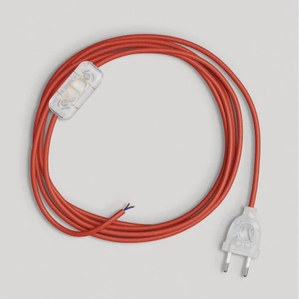 Verkabelung für Lampe mit leuchtend rotem Kabel 1,80 m - Transparent