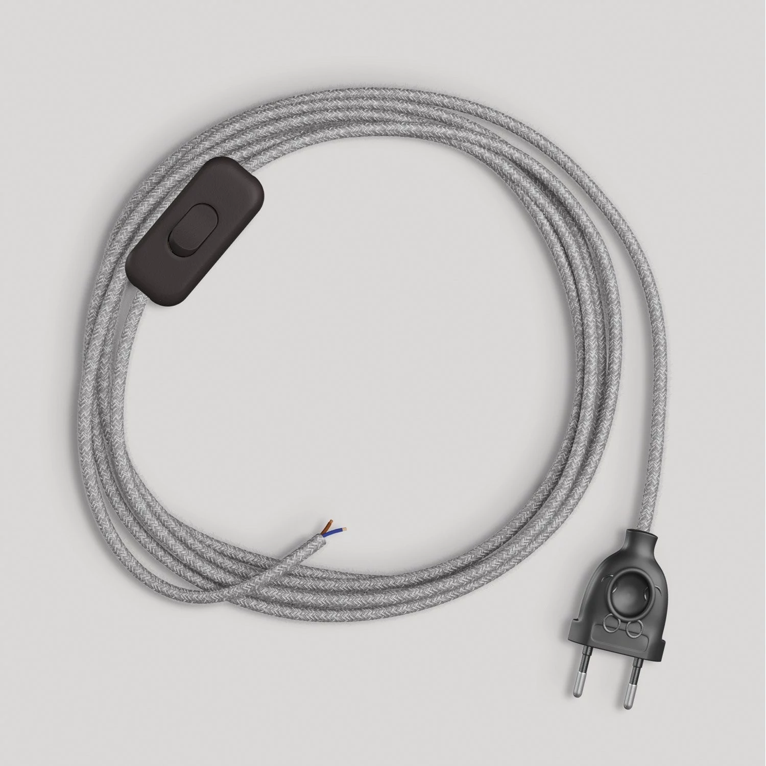 Verkabelung für Lampe mit grauem Leinenkabel 1,80 m - Schwarz