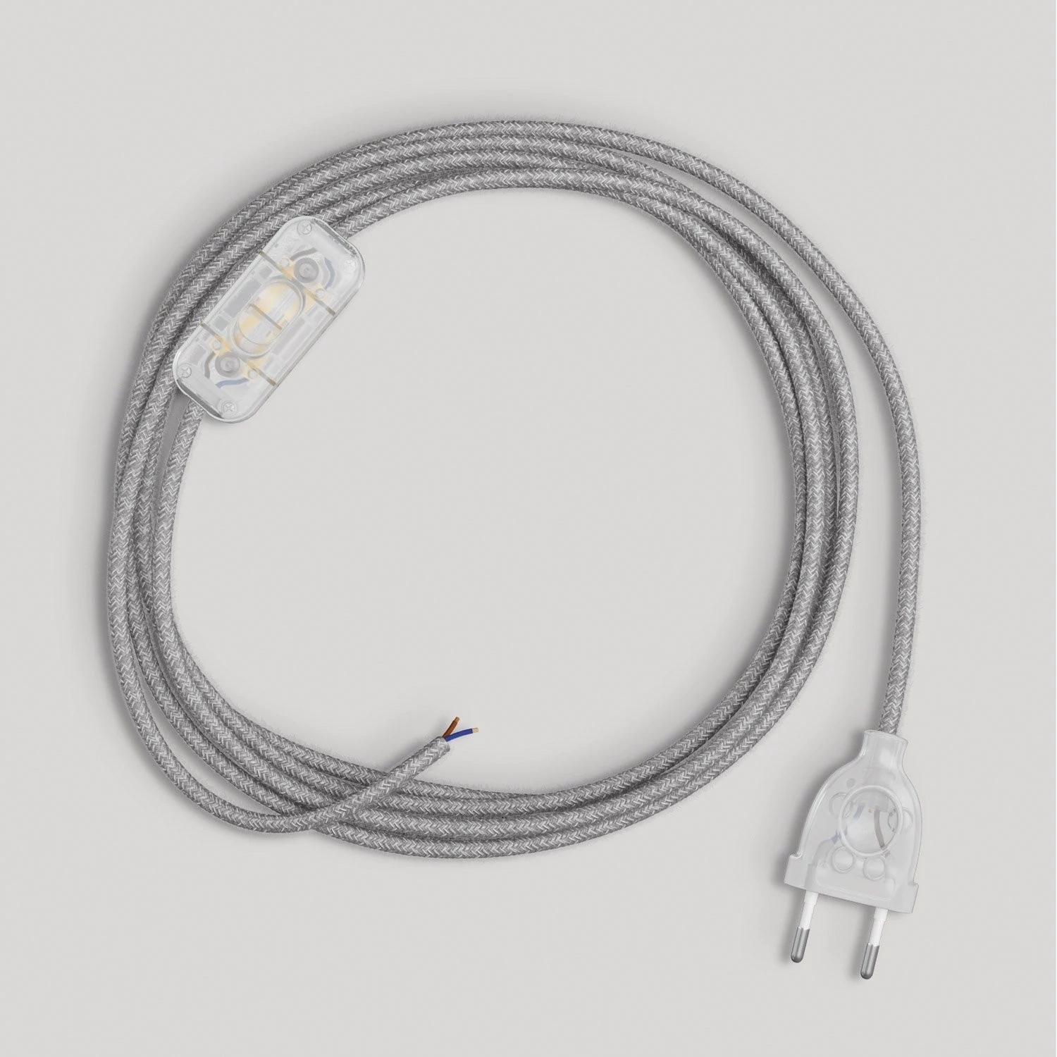 Verkabelung für Lampe mit grauem Leinenkabel 1,80 m - Transparent