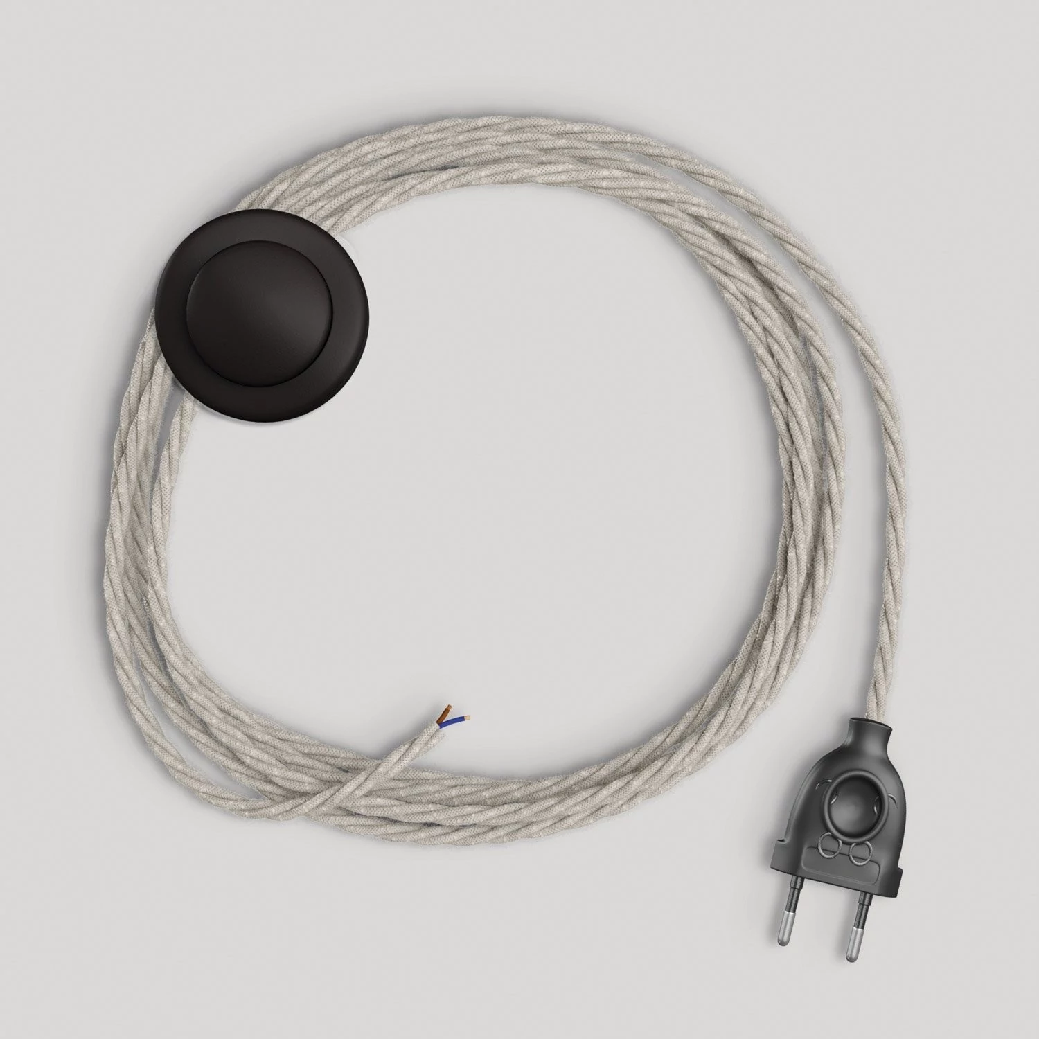 Verkabelung für Lampe mit weißem geflochtenem Kabel 3 m - Schwarz