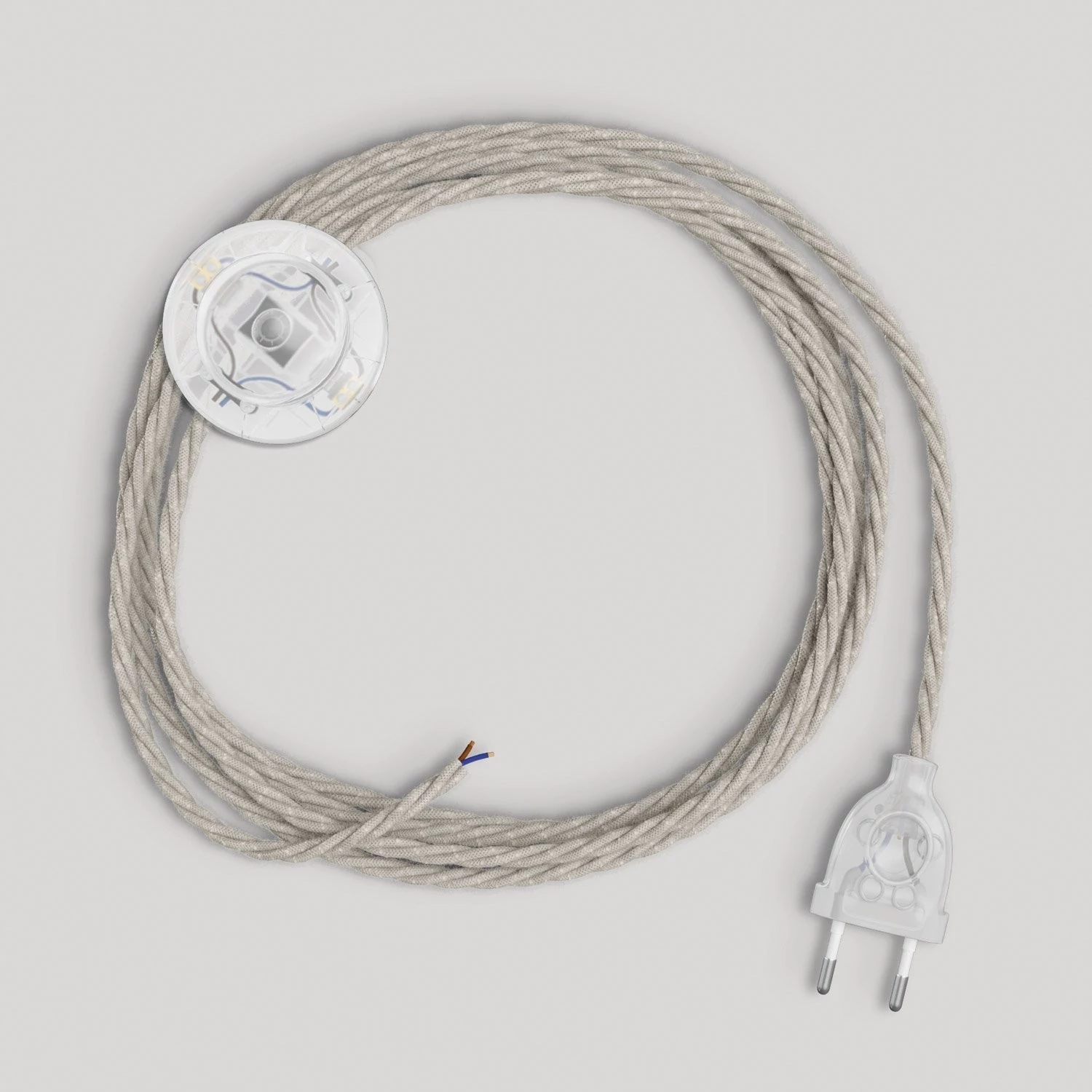 Verkabelung für Lampe mit weißem geflochtenem Kabel 3 m - Transparent