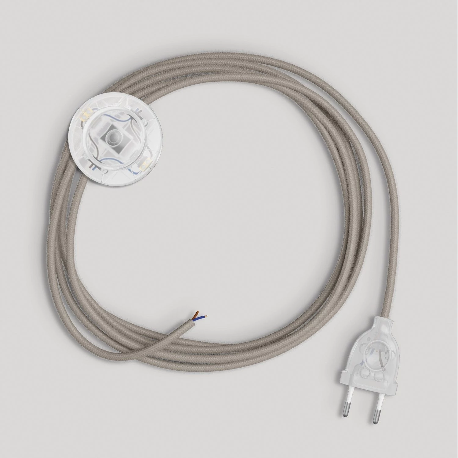 Verkabelung für Lampe mit taubengrauem Baumwollkabel 3 m - Transparent