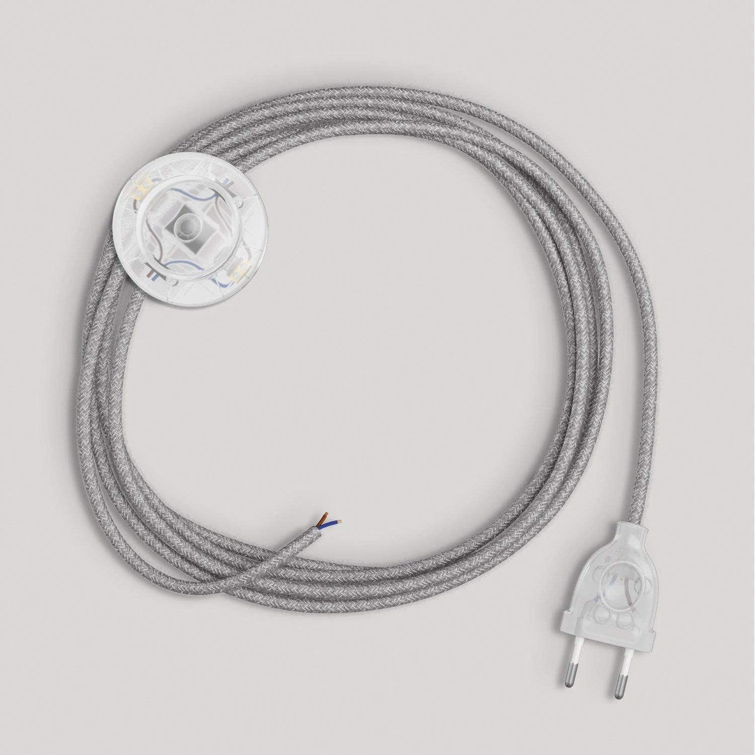 Verkabelung für Lampe mit grauem Leinenkabel 3 m - Transparent
