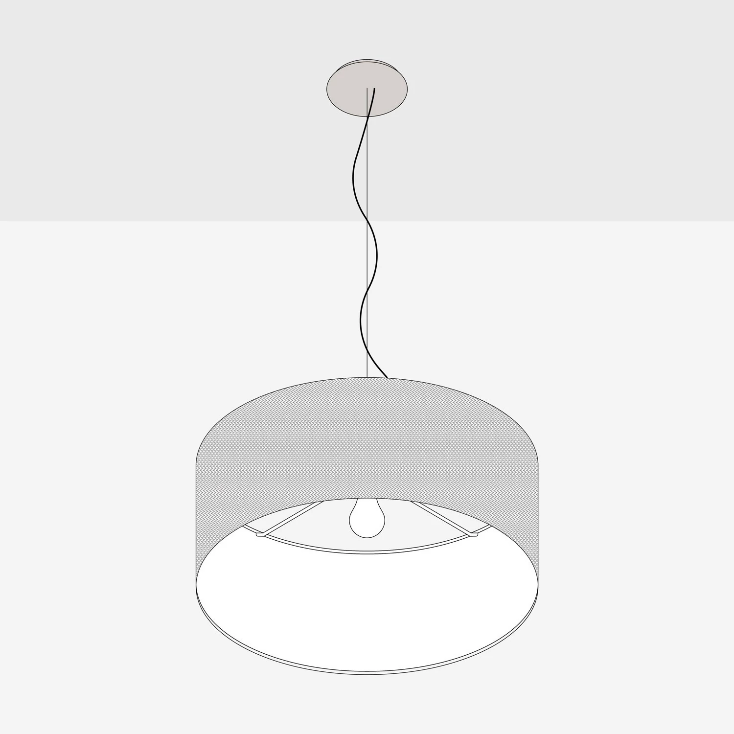 Pendelleuchte mit Stoffschirm Cilindro Small - Made in Italy