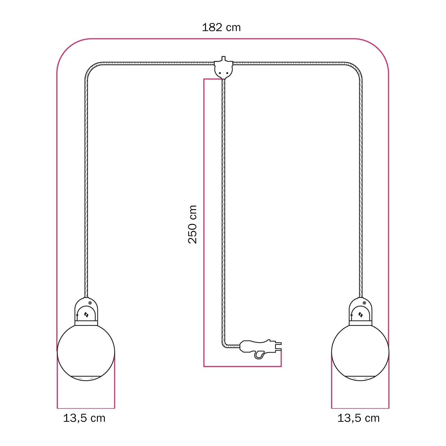 EIVA IP65 2-flammige Plug-in-Außenleuchte mit bruchsicheren Unbreak-a-Ball-Lampenschirmen