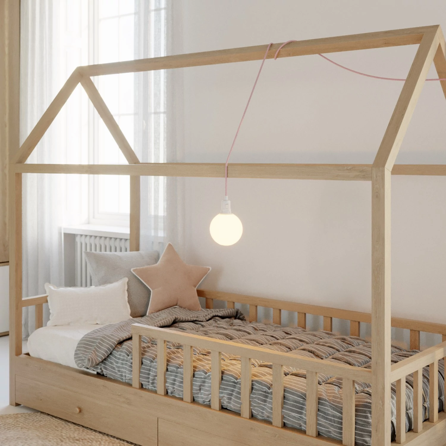 Tragbare Lampe Snake mit Schalter am Lampenfuß, Stecker und bruchsicherem Unbreak-a-Ball-Lampenschirm