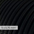 DALI elektrisches Textilkabel 5x0,75 mm² in Karbon Schwarz - Flexibles rundes Beleuchtungskabel RM04