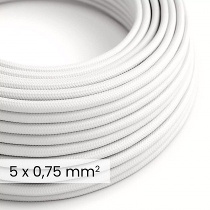 DALI elektrisches Textilkabel 5x0,75 mm² in optischem Weiß - Stoffummantelte Leitung für Lampen und Systeme RM01