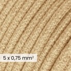 DALI elektrisches Textilkabel 5x0,75 mm² aus Jute Natur - Naturgewebekabel für Designerbeleuchtung RN06