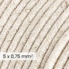 DALI elektrisches Textilkabel 5x0,75 mm² in naturweißem Leinen - Leitung für Designerbeleuchtung RN01