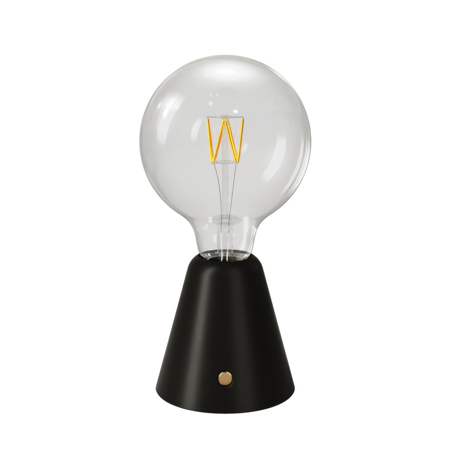Tragbare, wiederaufladbare LED Leuchte Cabless01 mit Globe Glühbirne G125 - Schwarz