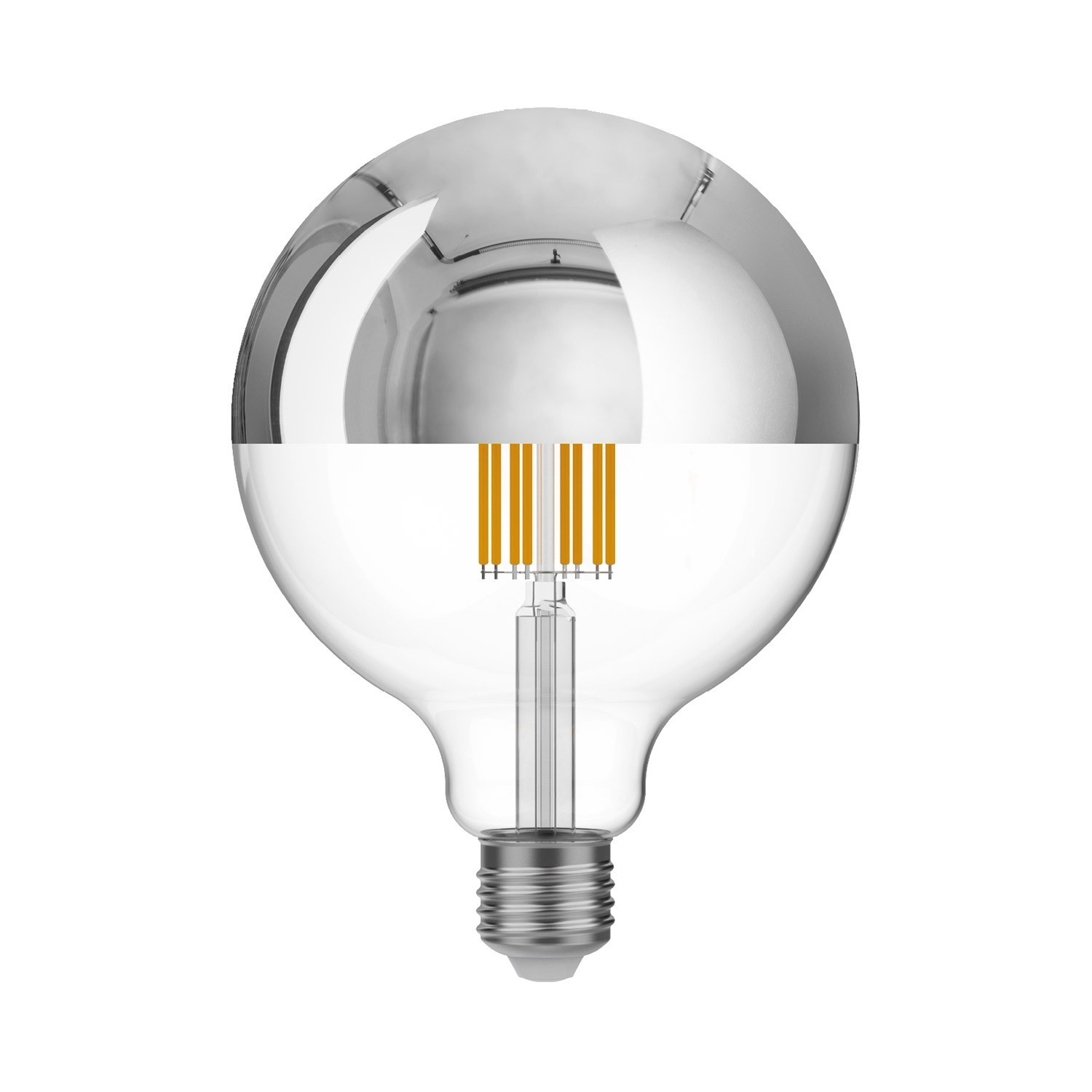 LED-Glühbirne Silber Kopfsiegel Globe G125 7W 650Lm E27 2700K dimmbar - A05