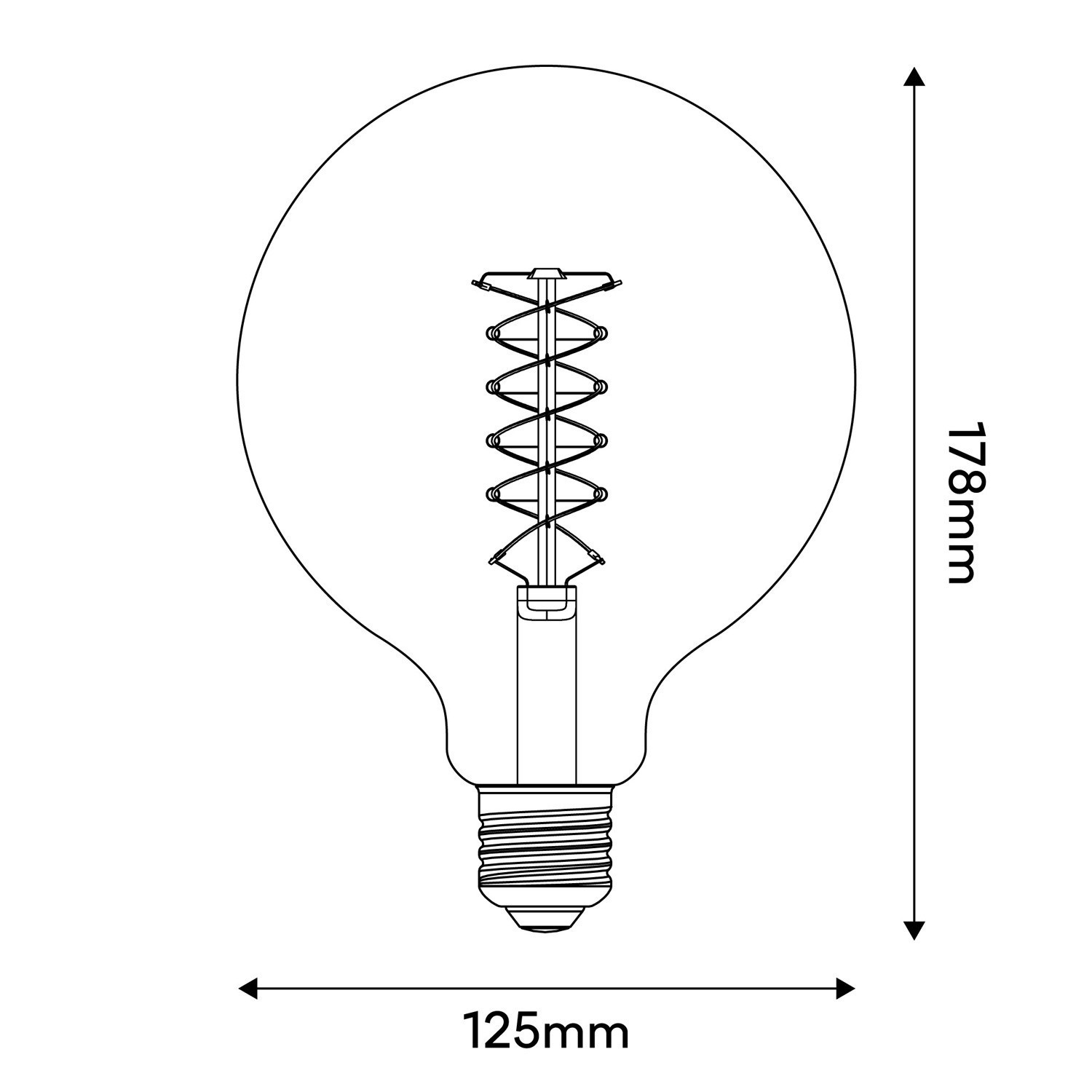 LED-Glühbirne Smoky Globo G125 4,8W 250Lm E27 1800K Dimmbar - D04