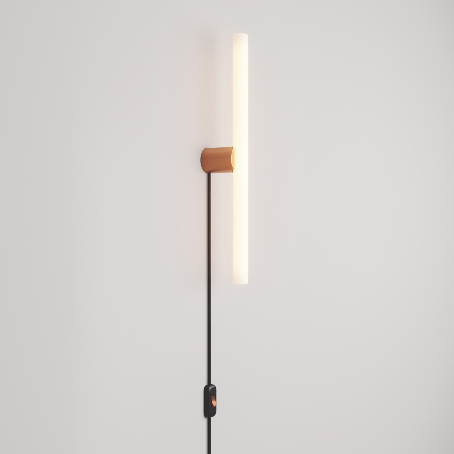 Lampe mit Stecker, Metallfinish und linearer LED S14d-Lampe - Kupfer satiniert