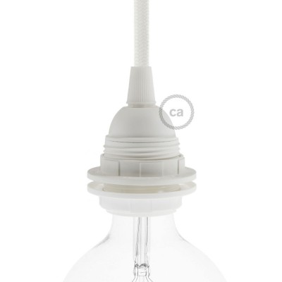 Thermoplastisches E27-Lampenfassungs-Kit mit Doppelklemmring für Lampenschirme - Weiß