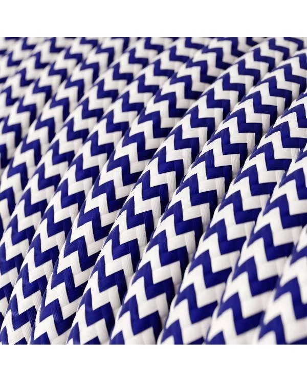 Textilkabel, klassisch blau-lichtweiß glänzend, Zick-Zack - Das Original von Creative-Cables - RZ12 rund 2x0,75mm / 3x0,75mm