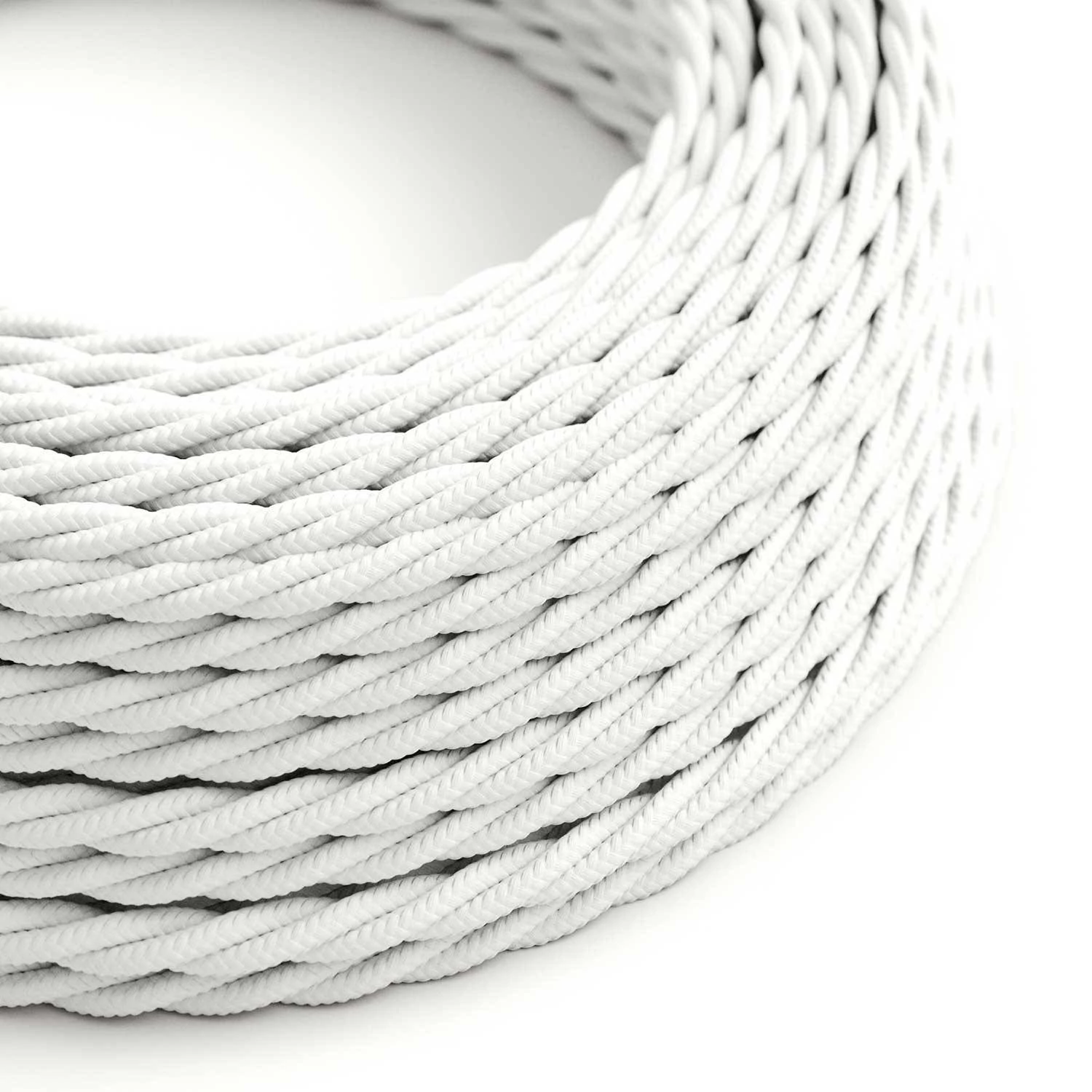 Textilkabel, lichtweiß glänzend - Das Original von Creative-Cables - TM01 geflochten 2x0,75mm / 3x0,75mm