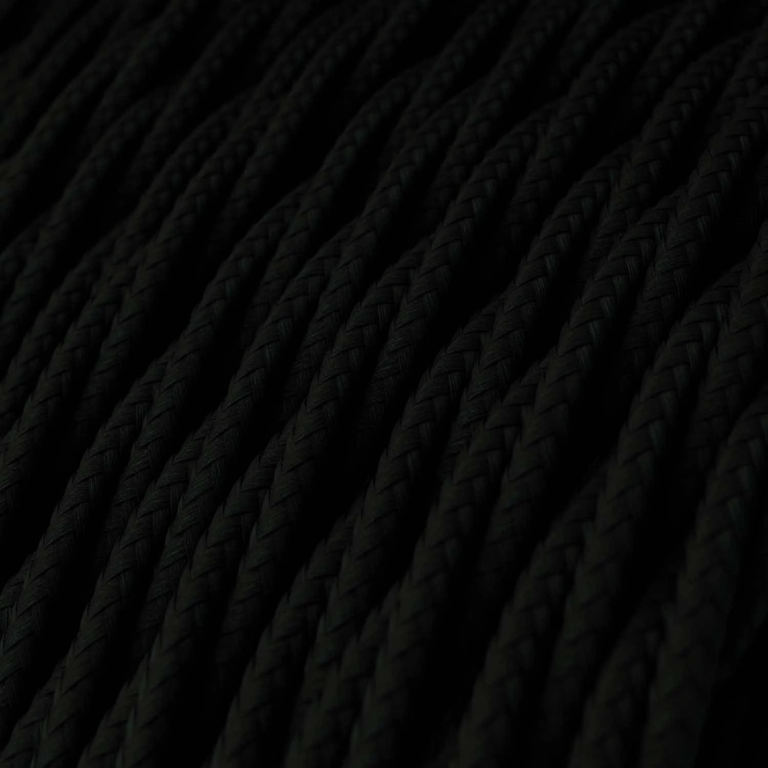 Textilkabel, kohlenschwarz glänzend - Das Original von Creative-Cables - TM04 geflochten 2x0.75mm / 3x0.75mm