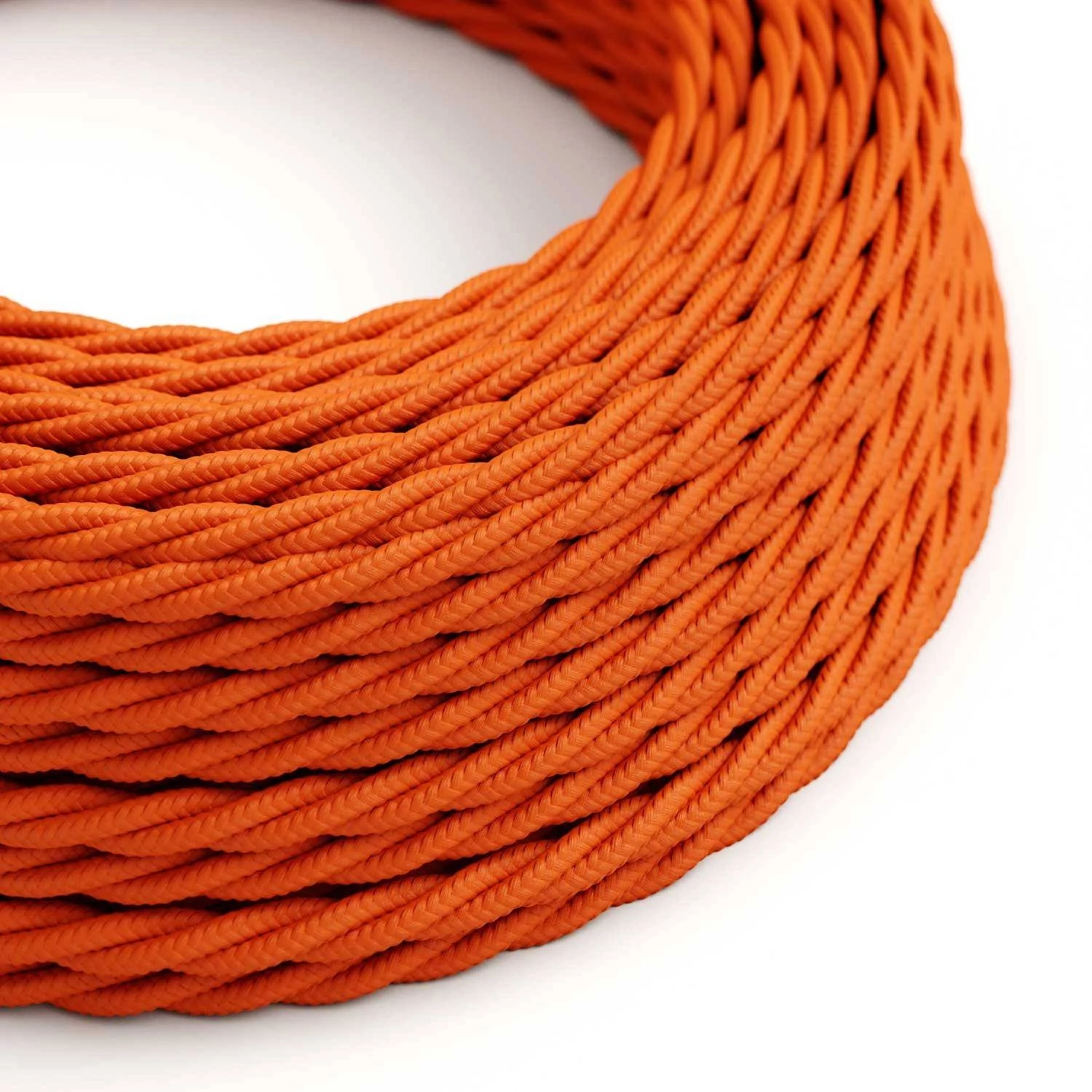 Textilkabel, flammend-orange glänzend - Das Original von Creative-Cables - TM15 geflochten 2x0.75mm / 3x0.75mm