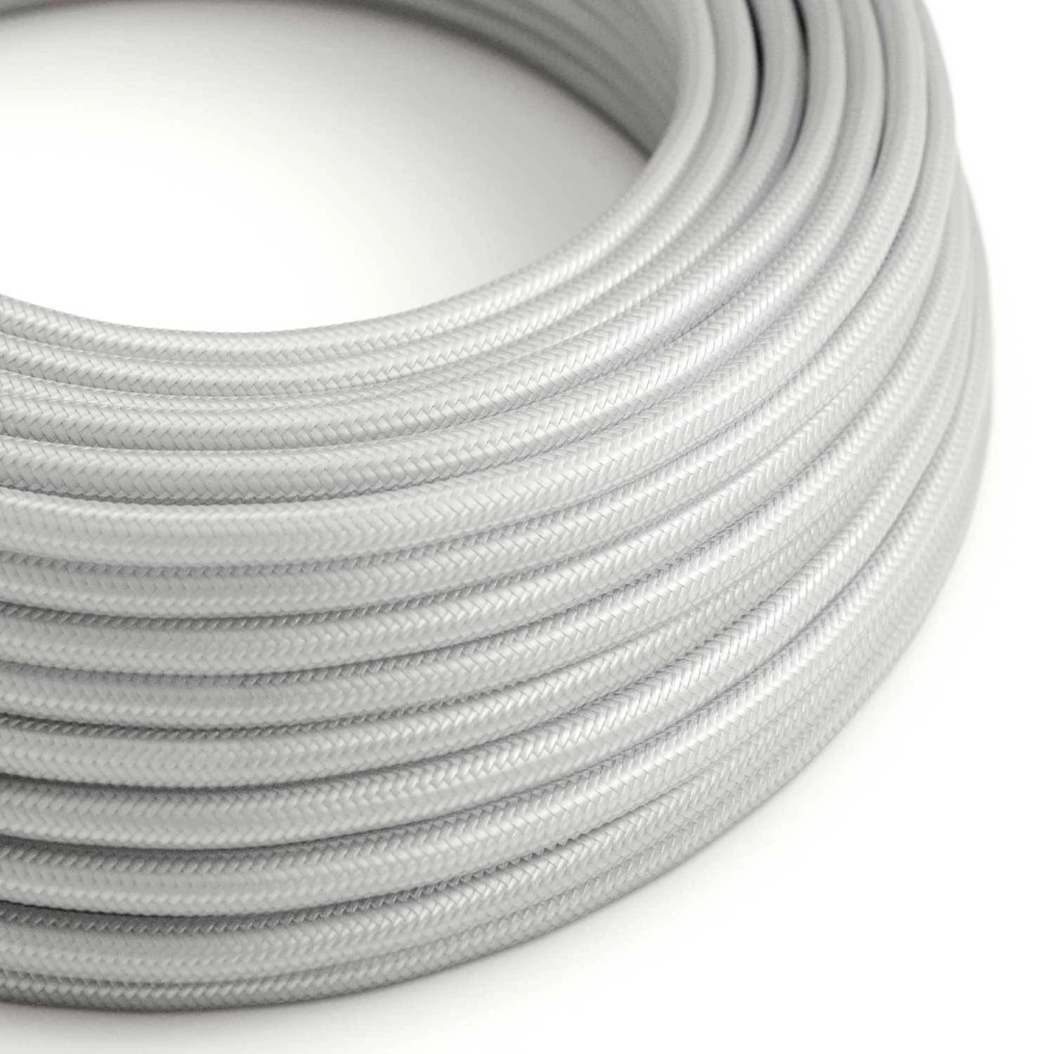 Textilkabel, silberfarben glänzend - Das Original von Creative-Cables - RM02 rund 2x0,75mm / 3x0,75mm