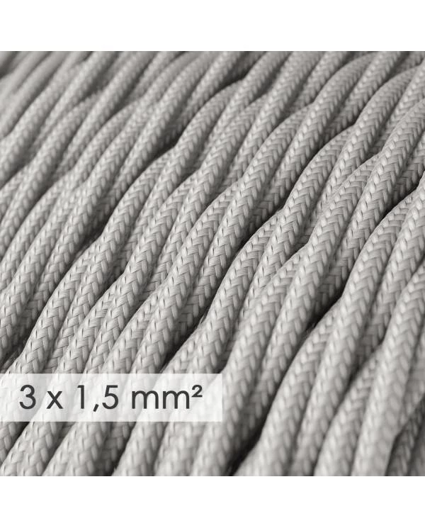 Textilkabel geflochten mit breitem Querschnitt 3x1,50 - Seideneffekt Silber TM02