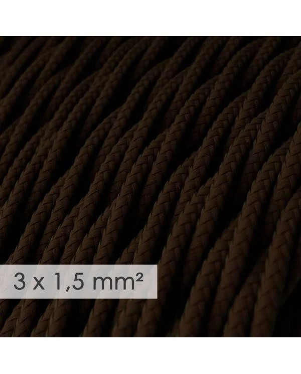 Textilkabel geflochten mit breitem Querschnitt 3x1,50 - Seideneffekt Braun TM13