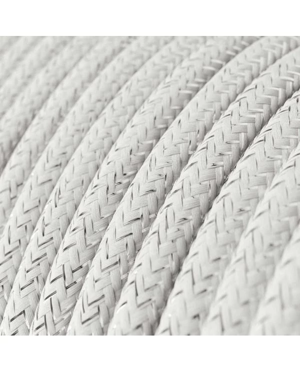 Textilkabel, weiß glänzend, mit Glitzer-Effekt - Das Original von Creative-Cables - RL01 rund 2x0.75mm / 3x0.75mm