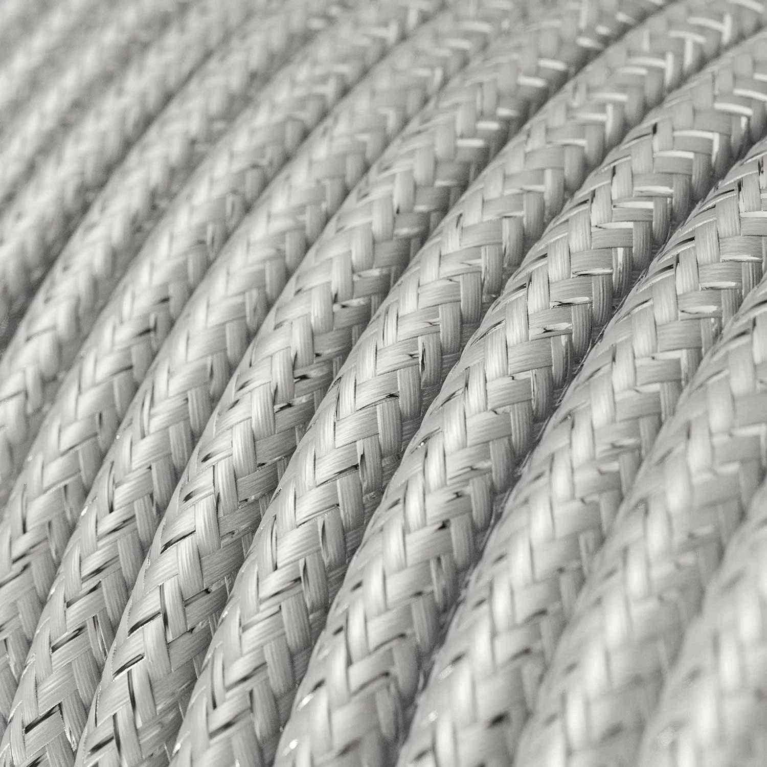 Textilkabel, silberfarben glänzend, mit Glitzer-Effekt - Das Original von Creative-Cables - RL02 rund 2x0.75mm / 3x0.75mm