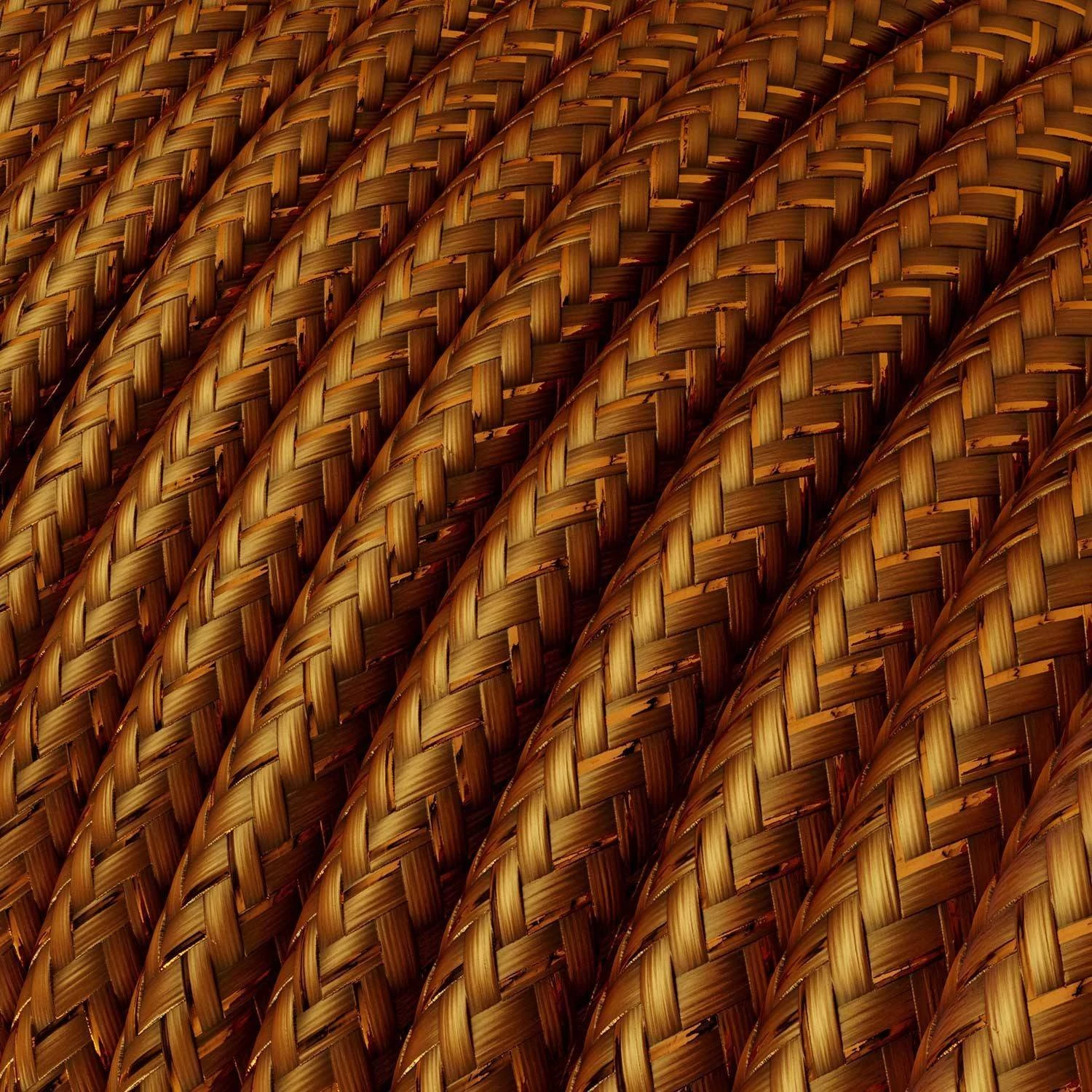 Textilkabel, kupferfarben glänzend, mit Glitzer-Effekt - Das Original von Creative-Cables - RL22 rund 2x0,75mm / 3x0,75mm
