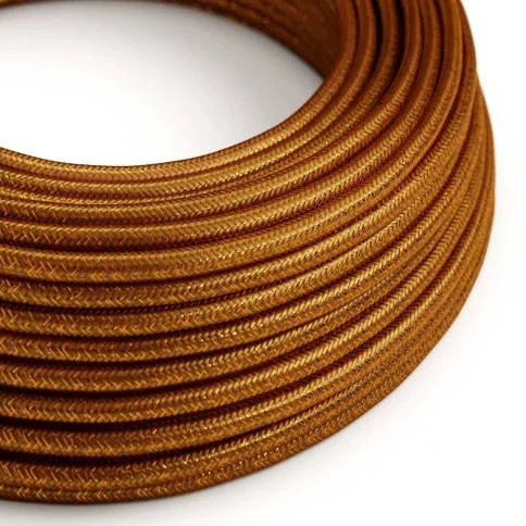 Textilkabel, kupferfarben glänzend, mit Glitzer-Effekt - Das Original von Creative-Cables - RL22 rund 2x0,75mm / 3x0,75mm