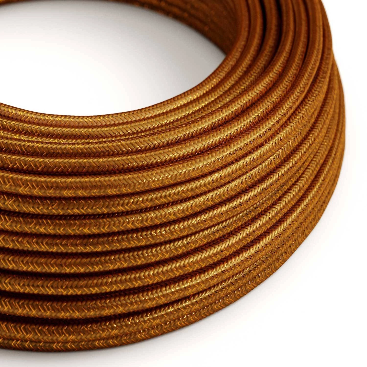 Textilkabel, kupferfarben glänzend, mit Glitzer-Effekt - Das Original von Creative-Cables - RL22 rund 2x0,75mm / 3x0,75mm