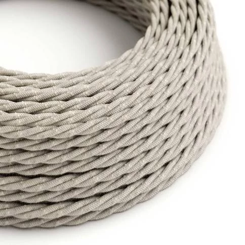Textilkabel, weiß meliert, aus Leinen - Das Original von Creative-Cables - TN01 geflochten 2x0.75mm / 3x0.75mm