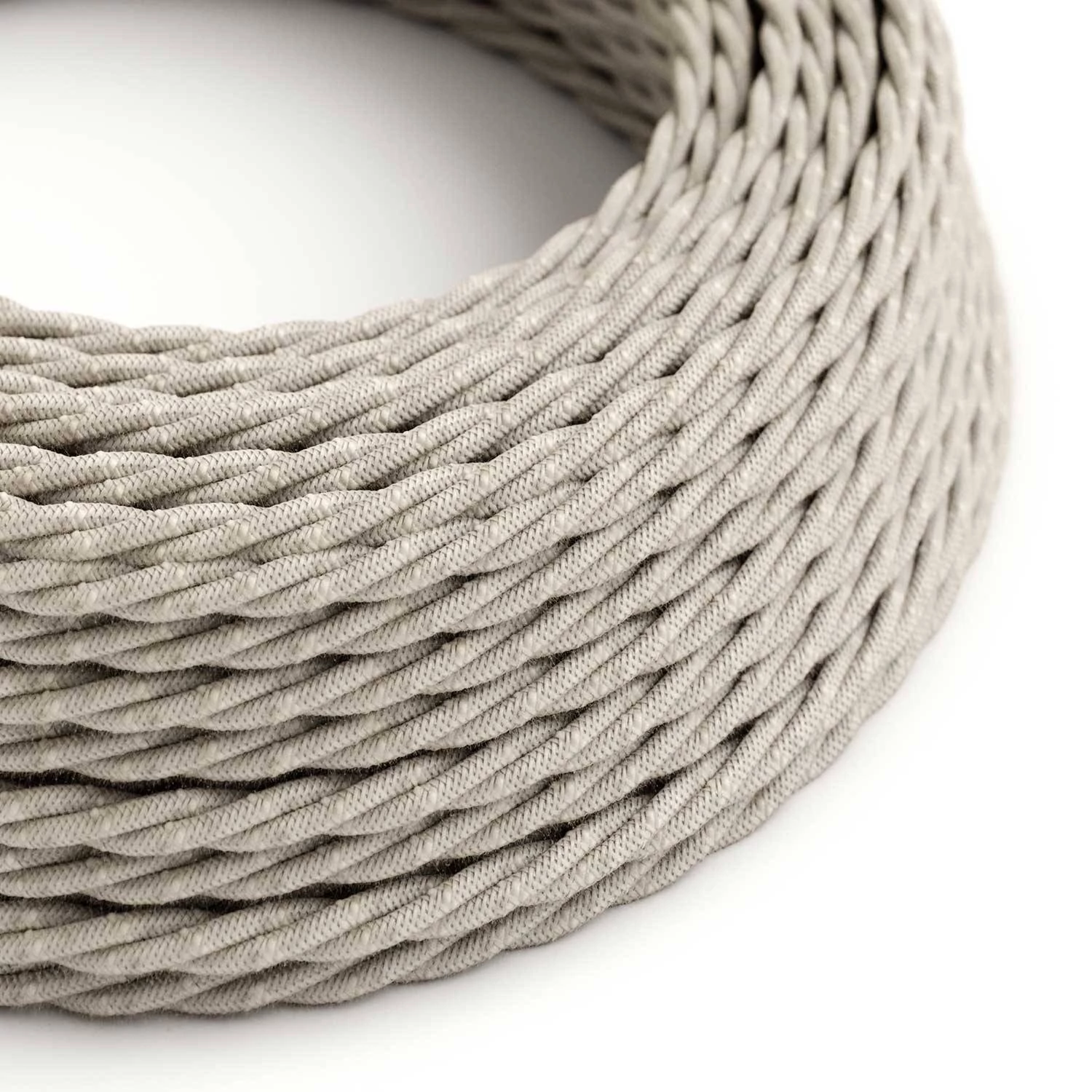 Textilkabel, weiß meliert, aus Leinen - Das Original von Creative-Cables - TN01 geflochten 2x0.75mm / 3x0.75mm