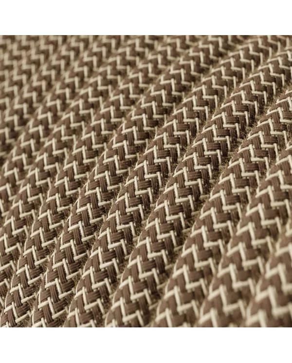 Textilkabel, rindenfarben-beige, Zick-Zack - Das Original von Creative-Cables - RD73 rund 2x0,75mm / 3x0,75mm