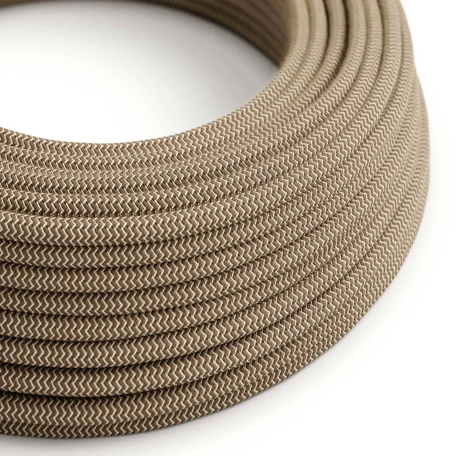 Textilkabel, rindenfarben-beige, Zick-Zack - Das Original von Creative-Cables - RD73 rund 2x0,75mm / 3x0,75mm