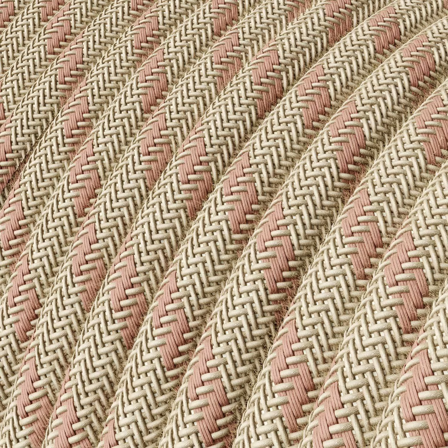Textilkabel, altrosa-beige gestreift - Das Original von Creative-Cables - RD51 rund 2x0.75mm / 3x0.75mm