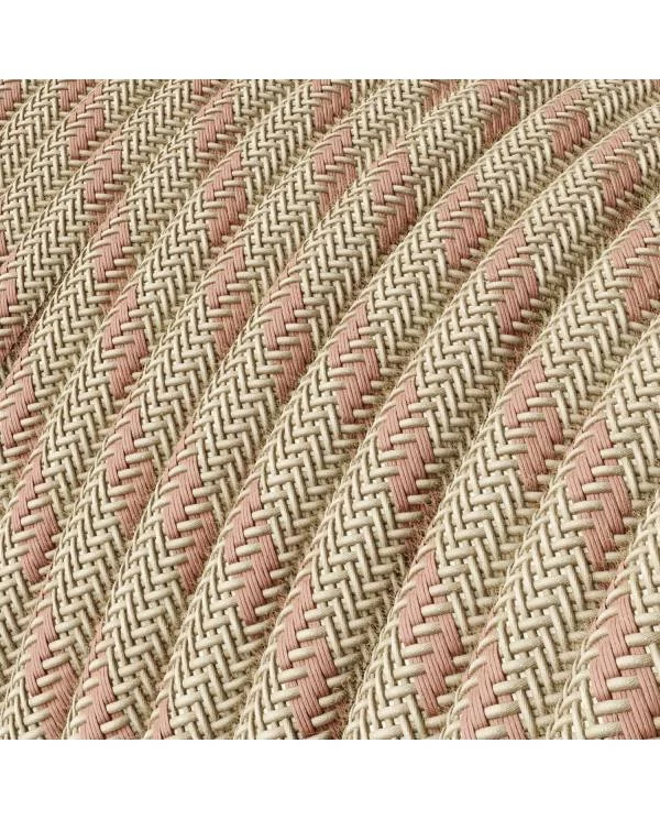Textilkabel, altrosa-beige gestreift - Das Original von Creative-Cables - RD51 rund 2x0.75mm / 3x0.75mm