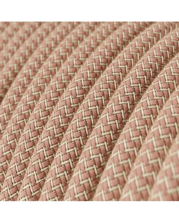 Textilkabel, altrosa-beige, Zick-Zack - Das Original von Creative-Cables - RD71 rund 2x0.75mm / 3x0.75mm